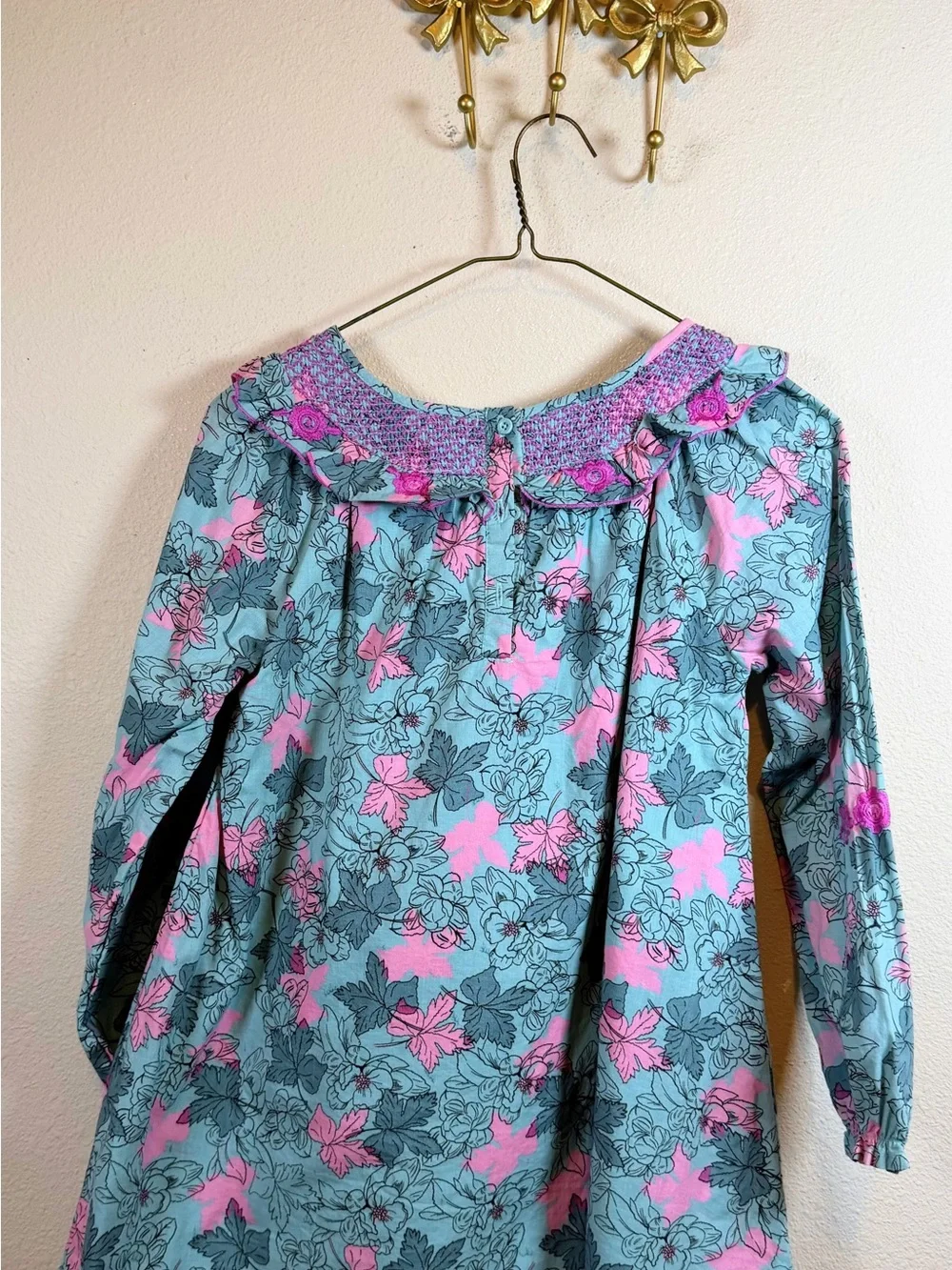 Peek Floral Dress in Teal and Pink